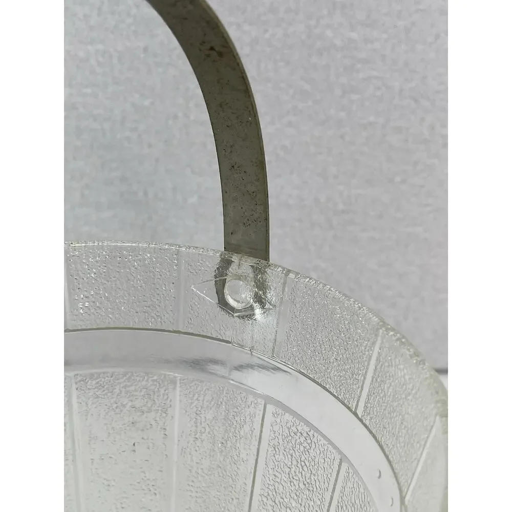 Vintage Anchor Hocking Clear Glass Ice Bucket Metal Handle Retro MCM Barware